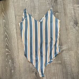 Striped tank top bodysuit